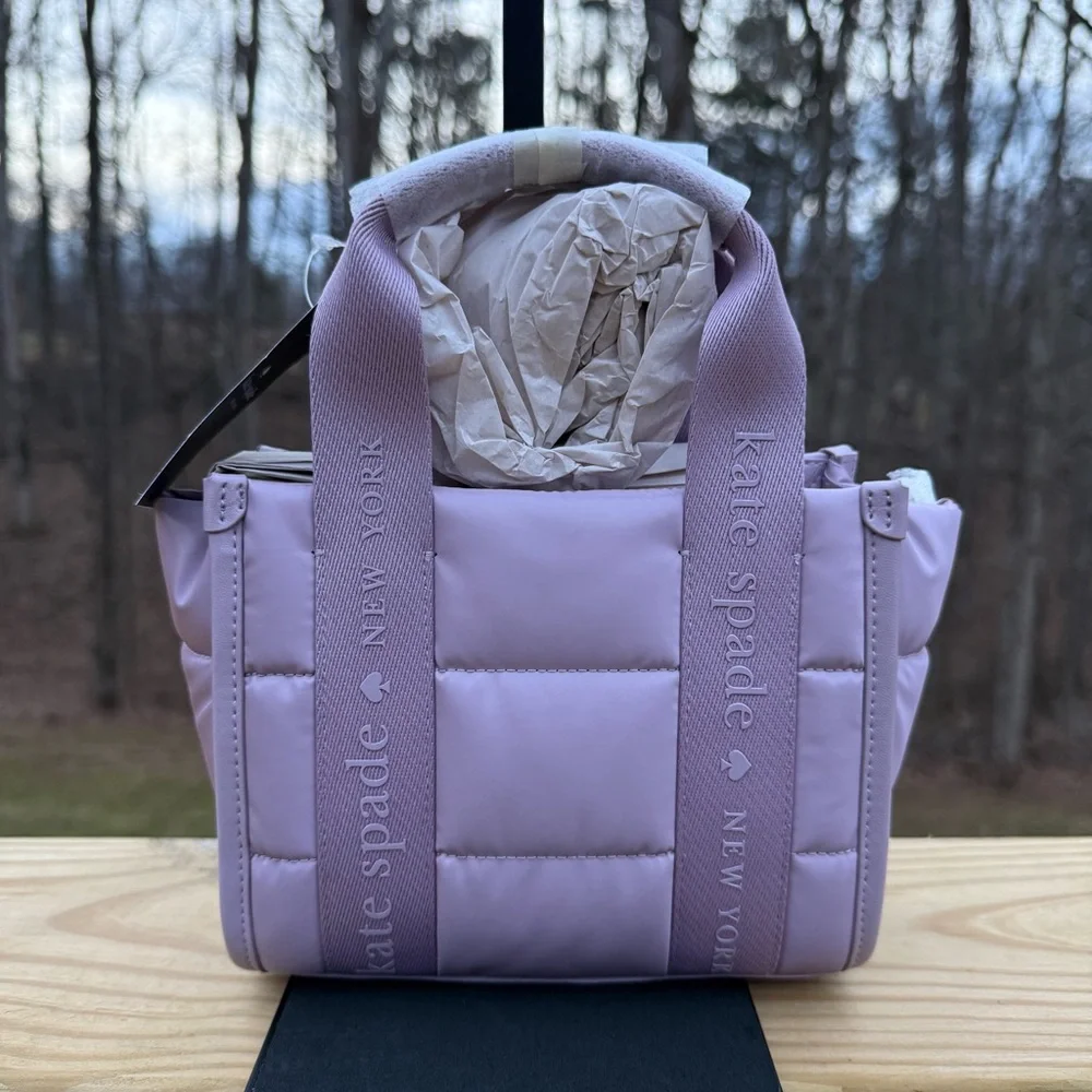 Kate Spade YGM Kip Puffy Fabric Lavender Mini Tote NWT - Picture 1 of 3
